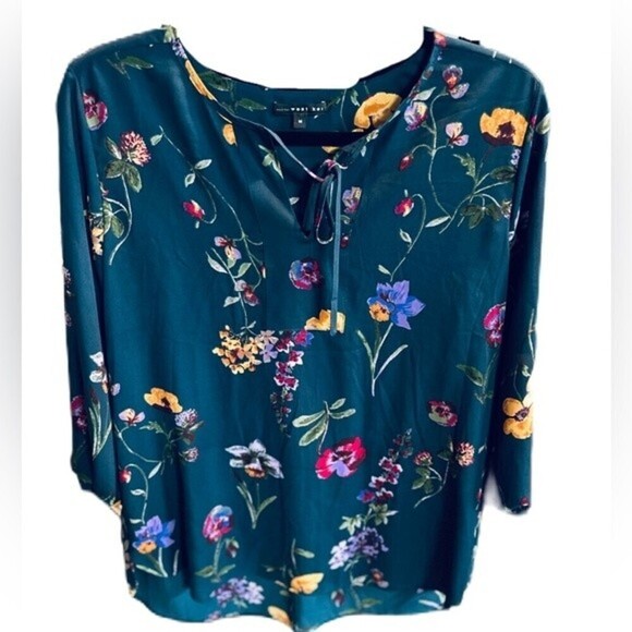 West‎ K (Kei) Floral Print Top 3/4 Sleeve Size M - Picture 7 of 10